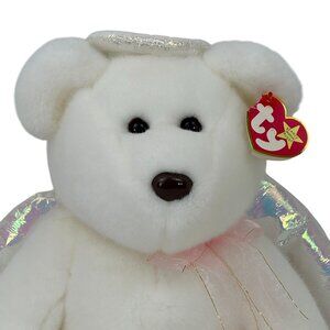Ty Beanie Original Buddy Halo Angel Bear Plush Stuffed Animal 1999 White 14"